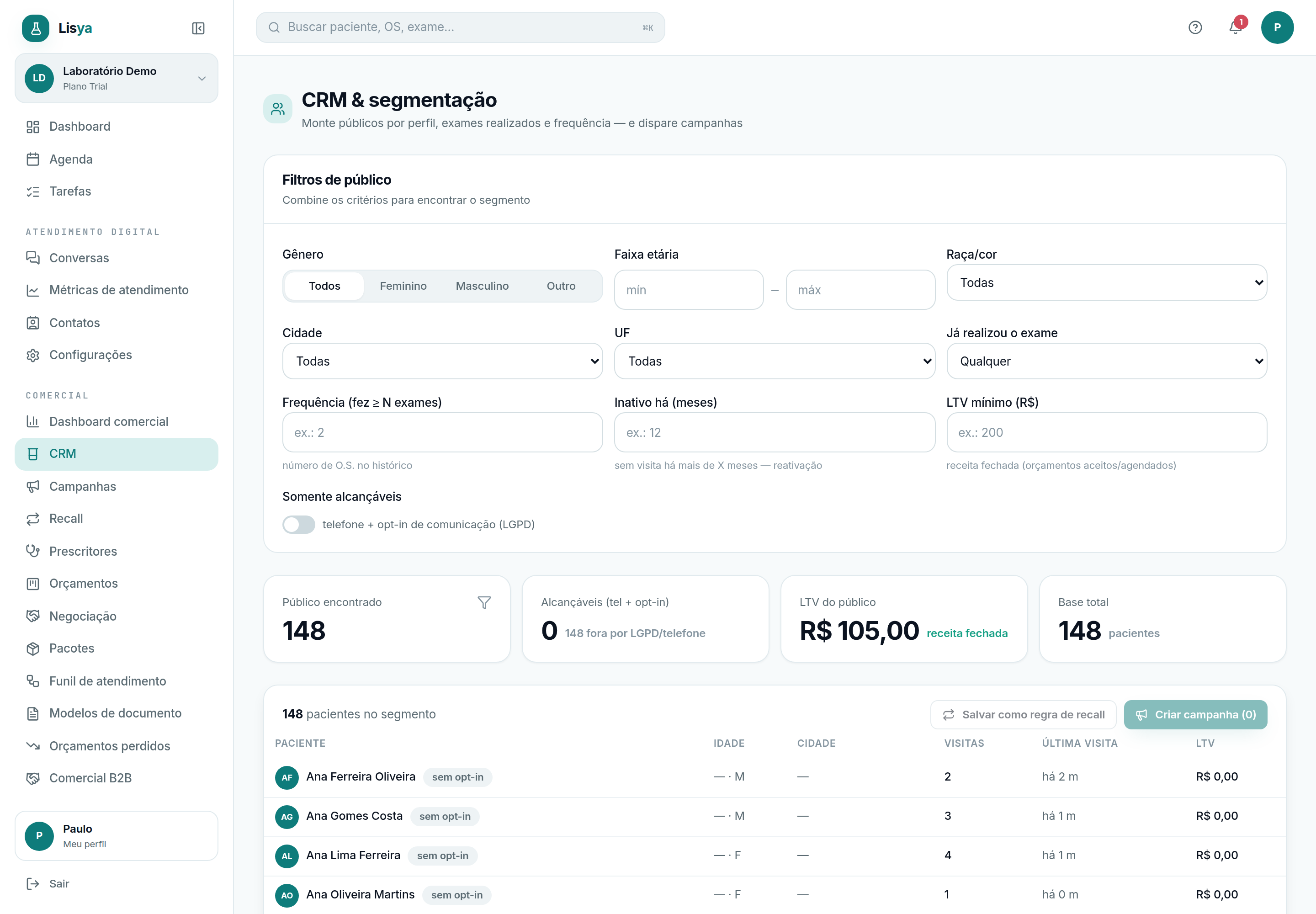 CRM & segmentação: montar públicos e disparar campanhas