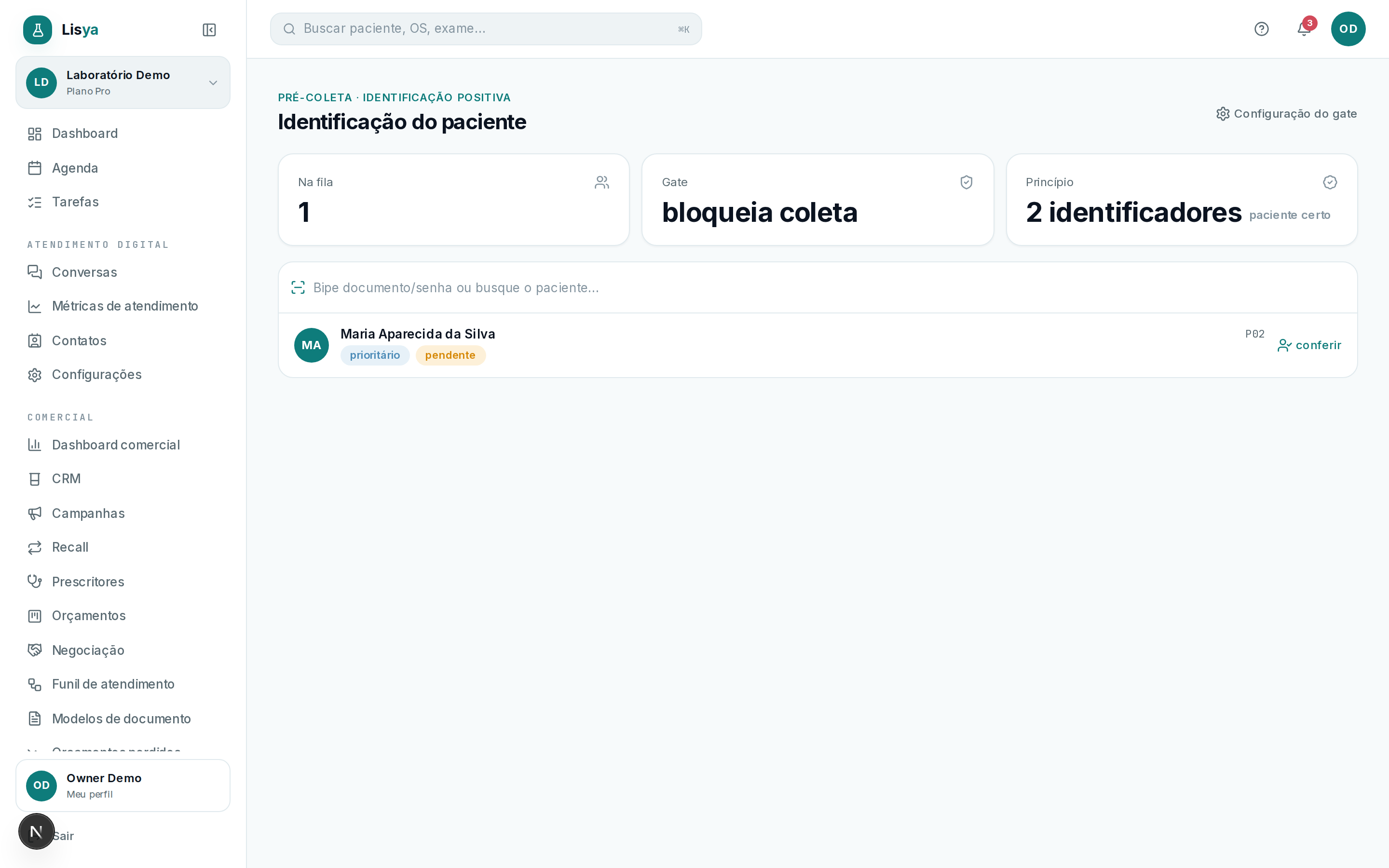 Coleta & Identificação — tela 2
