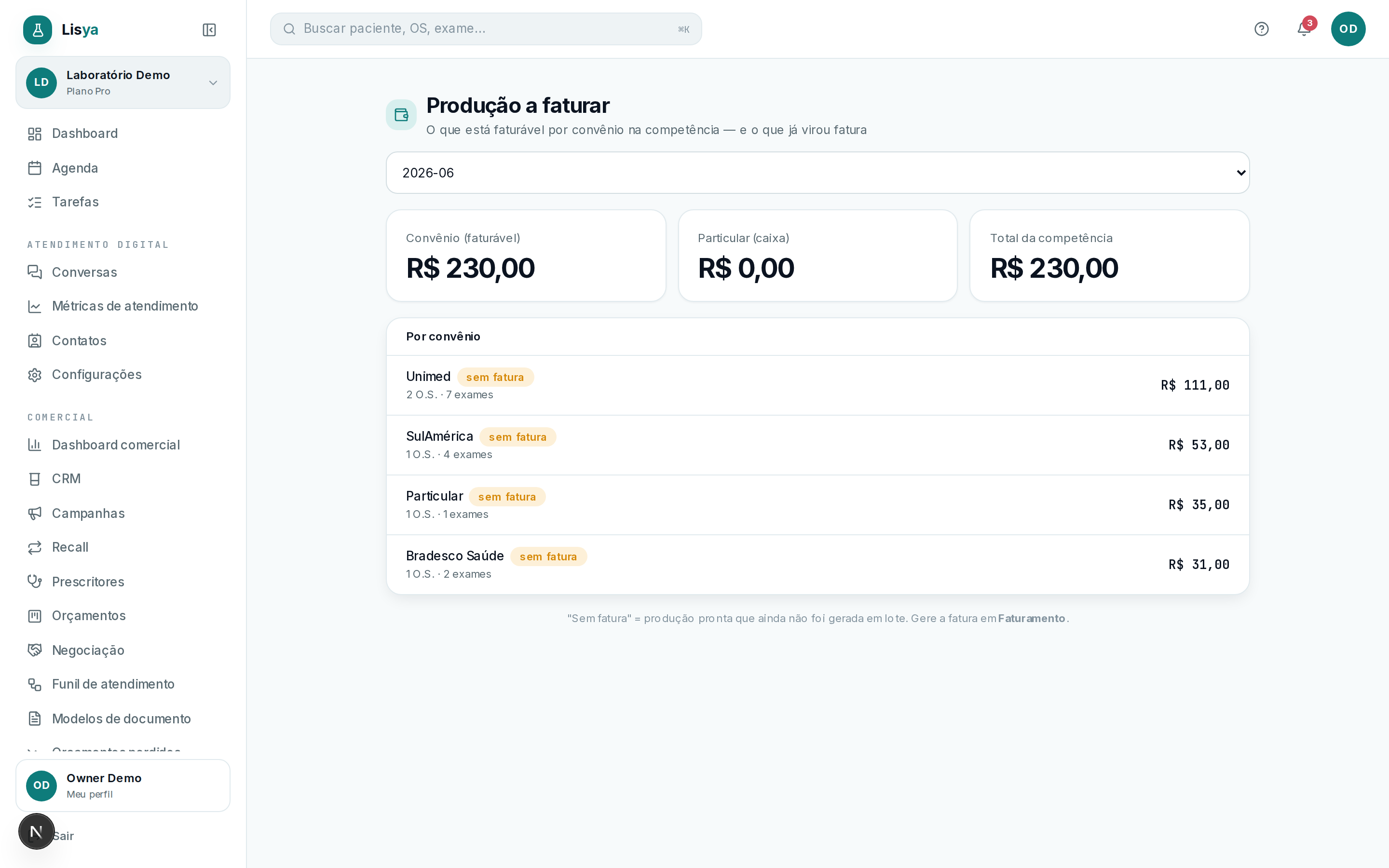 Financeiro & Faturamento — tela 2