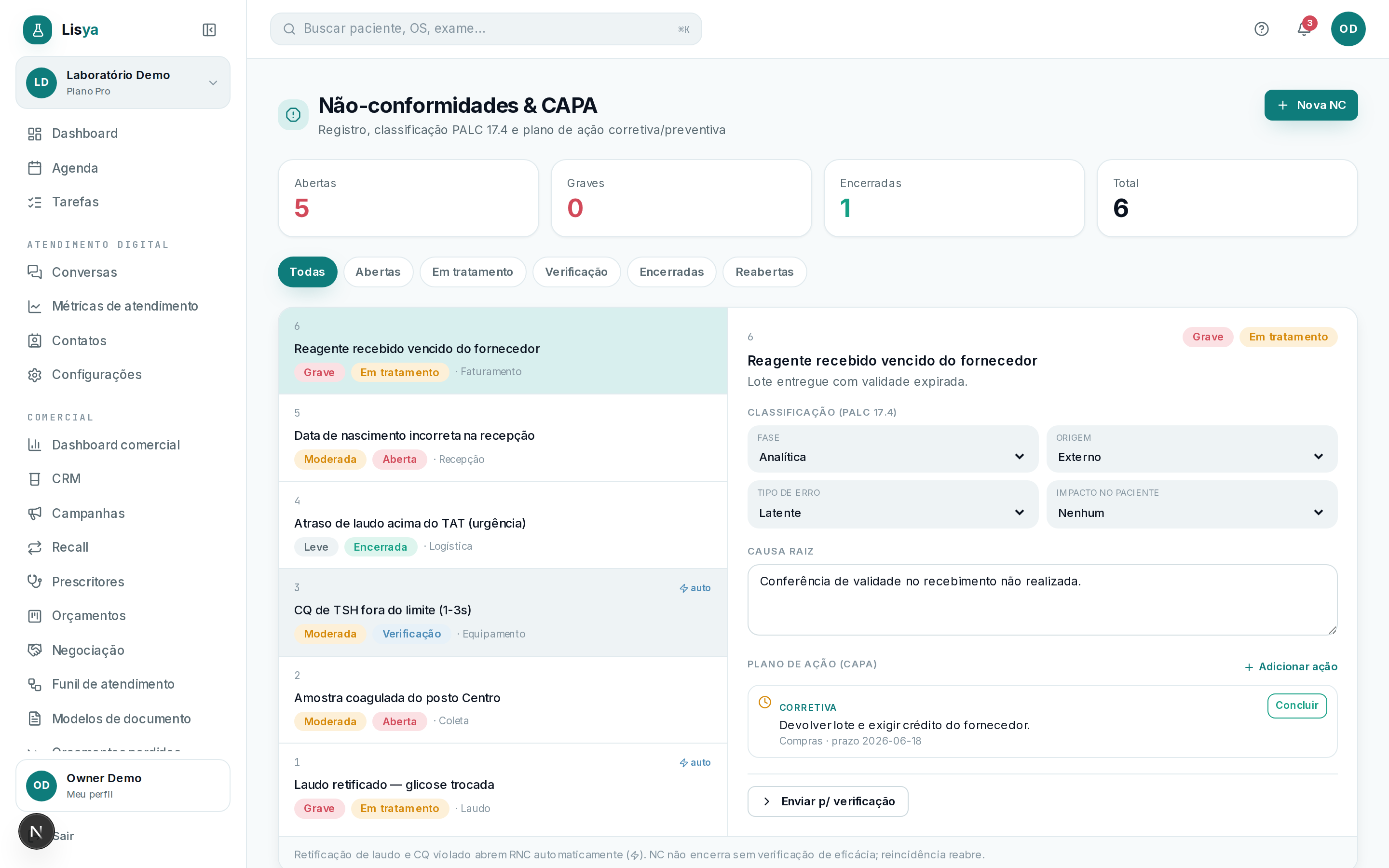 Qualidade & SGQ — tela 1